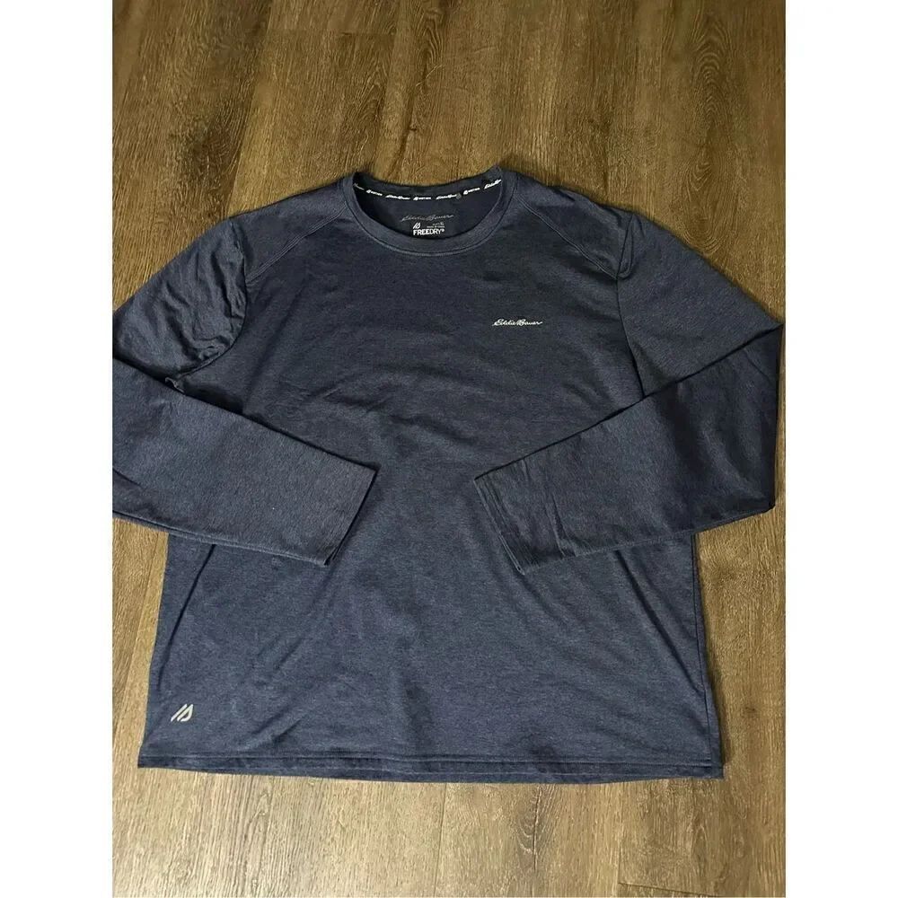 Eddie Bauer FreeDry Activewear Shirt Men's XL Long Sleeve Raglan Heather Blue